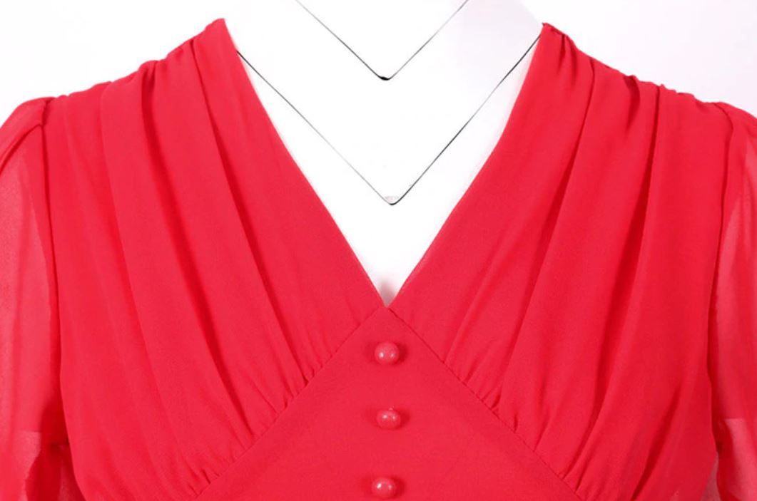 Czerwona Długa Sukienka Vintage Z Lat 50