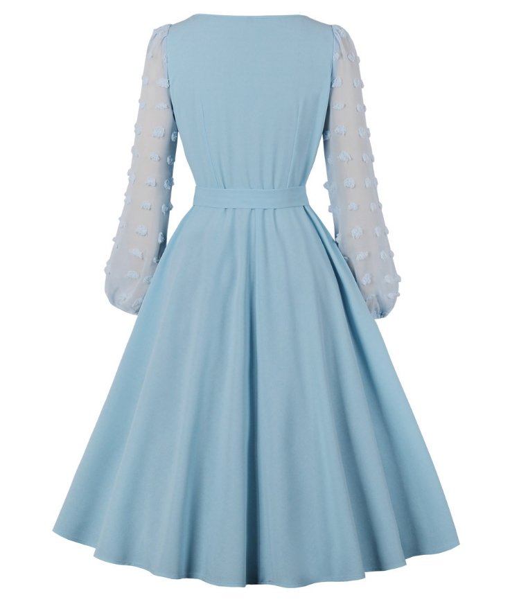 Niebieska Długa Sukienka Vintage W Stylu Boho