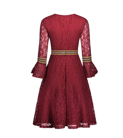 Czerwona Długa Sukienka Vintage W Stylu Boho