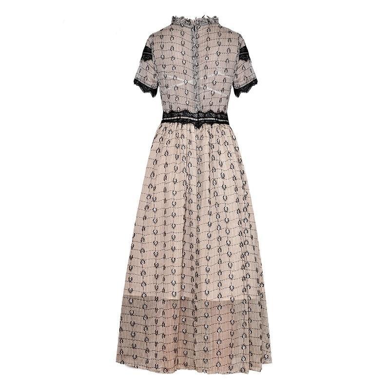 Sukienka W Stylu Vintage Z Krótkim Rękawem