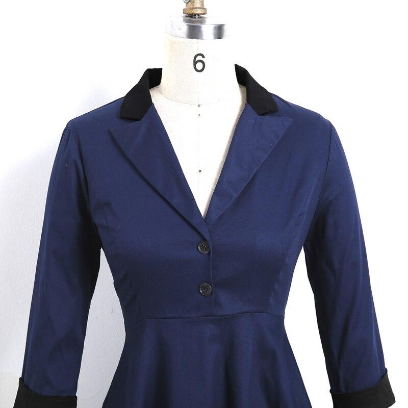 Granatowa Sukienka Vintage Z Długim Rękawem