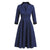 Granatowa Sukienka Vintage Z Długim Rękawem