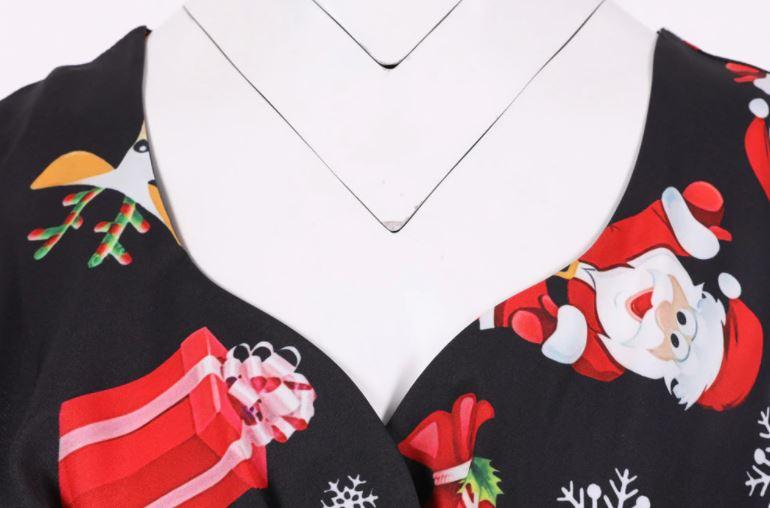 Czarna Świąteczna Sukienka Vintage Plus Size