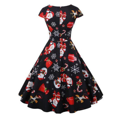 Czarna Świąteczna Sukienka Vintage Plus Size