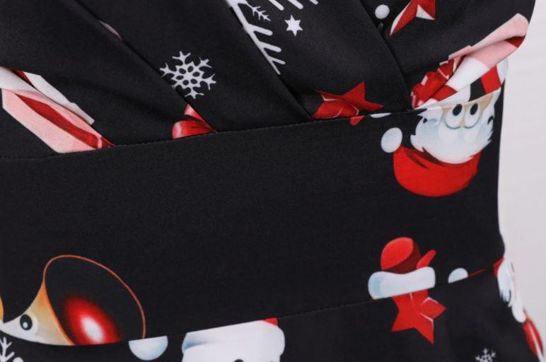 Czarna Świąteczna Sukienka Vintage Plus Size