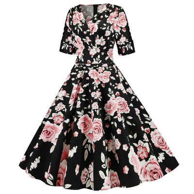 Sukienka Vintage W Czarne Róże