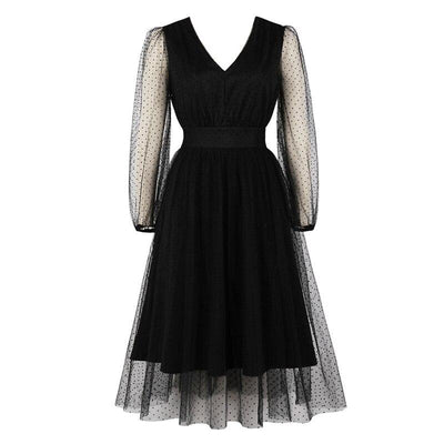 Sukienka Vintage W Czarne Kropki