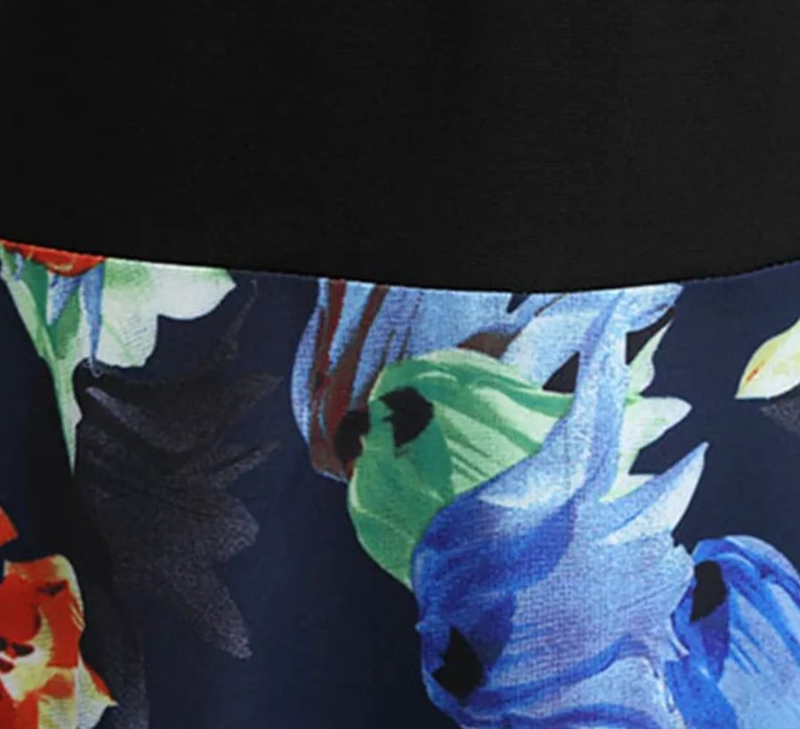 Niebieska Sukienka W Stylu Vintage W Kwiaty