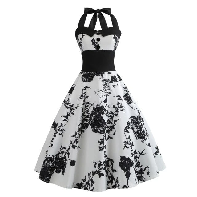 Sukienka Pin-Up Vintage W Czarne Kwiaty