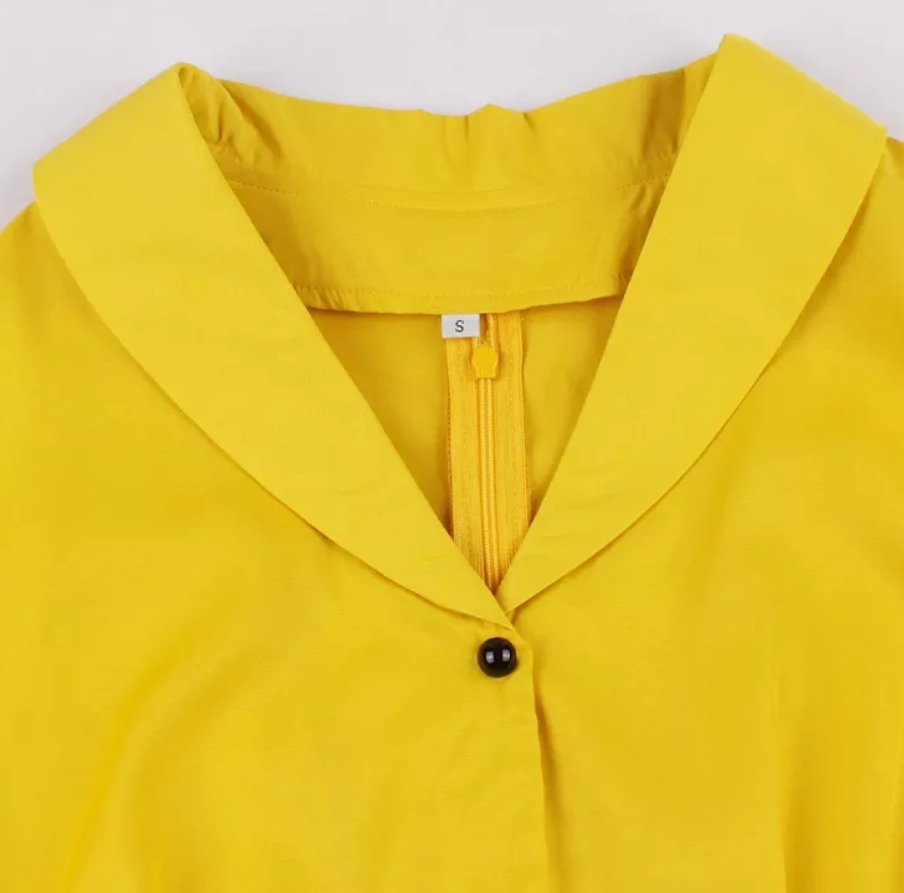 Żółta Sukienka Pin Up W Stylu Vintage