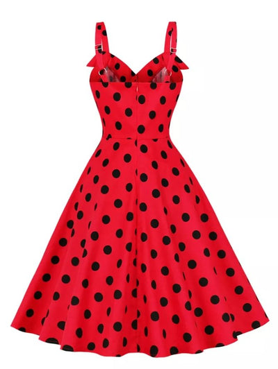 Czerwona Sukienka W Kropki W Stylu Vintage Pin Up