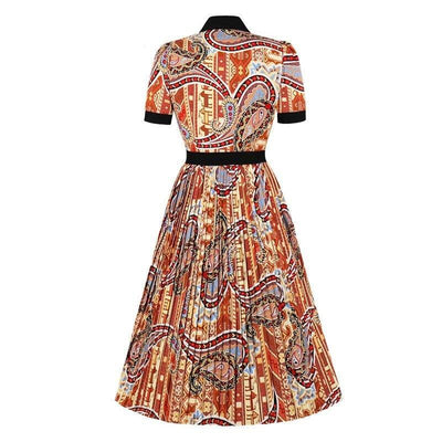 Pomarańczowa Plisowana Sukienka Vintage