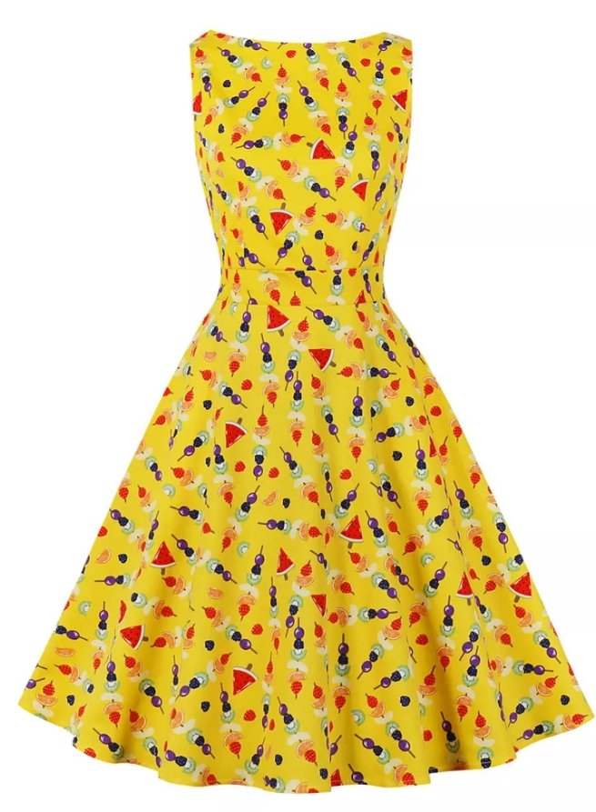 Sukienka Vintage Z Kieszeniami Po Bokach