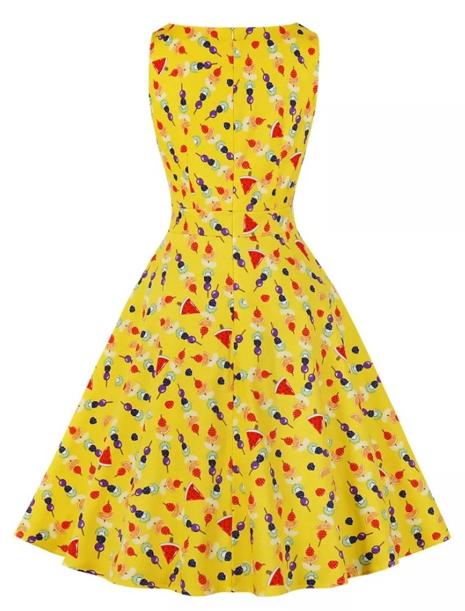 Sukienka Vintage Z Kieszeniami Po Bokach