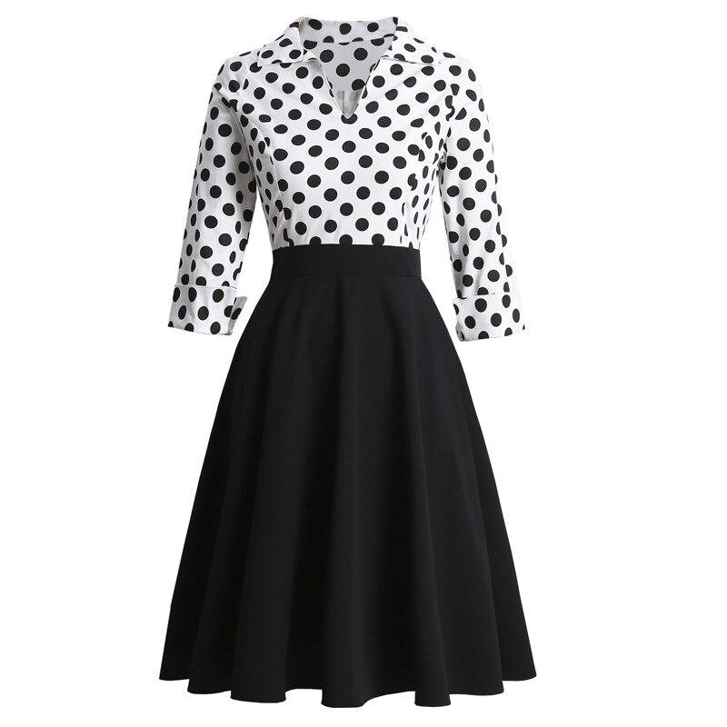 Sukienka Vintage W Czarne Kropki