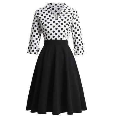 Sukienka Vintage W Czarne Kropki