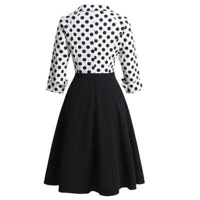 Sukienka Vintage W Czarne Kropki
