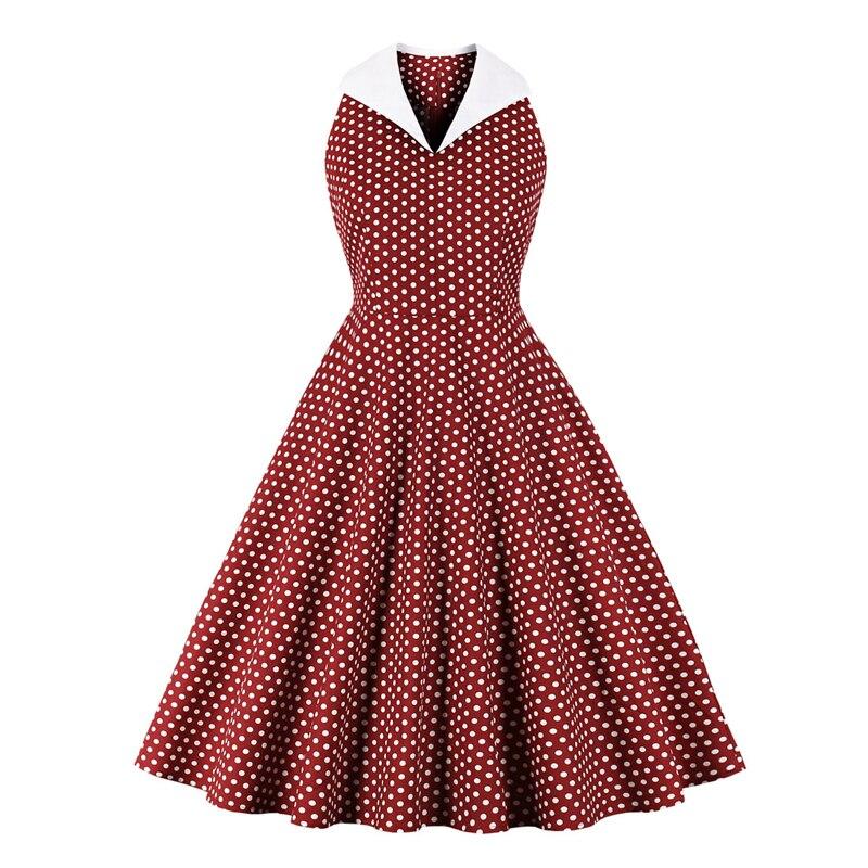 Burgundowa Bawełniana Sukienka W Stylu Rockabilly W Stylu Vintage