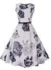 Granatowa Biała Romantyczna Sukienka Vintage