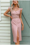Różowa Sukienka Vintage W Kropki