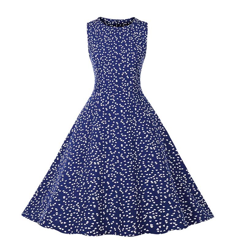 Niebieska Sukienka Vintage W Sercach