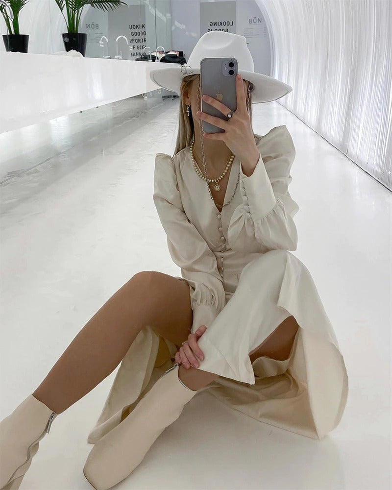 Satynowa Sukienka W Stylu Vintage