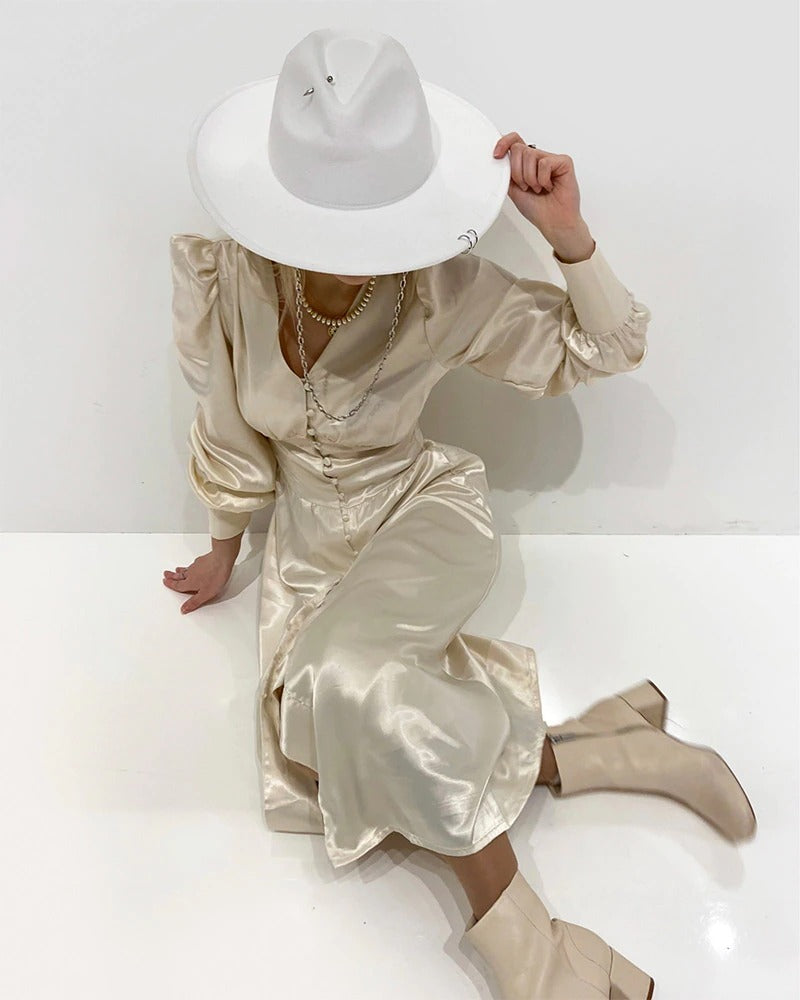 Satynowa Sukienka W Stylu Vintage