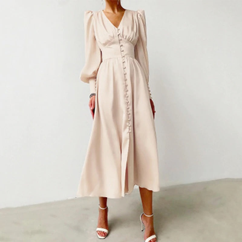 Satynowa Sukienka W Stylu Vintage