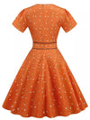 Seksowna Pin Up Pomarańczowa Sukienka Vintage