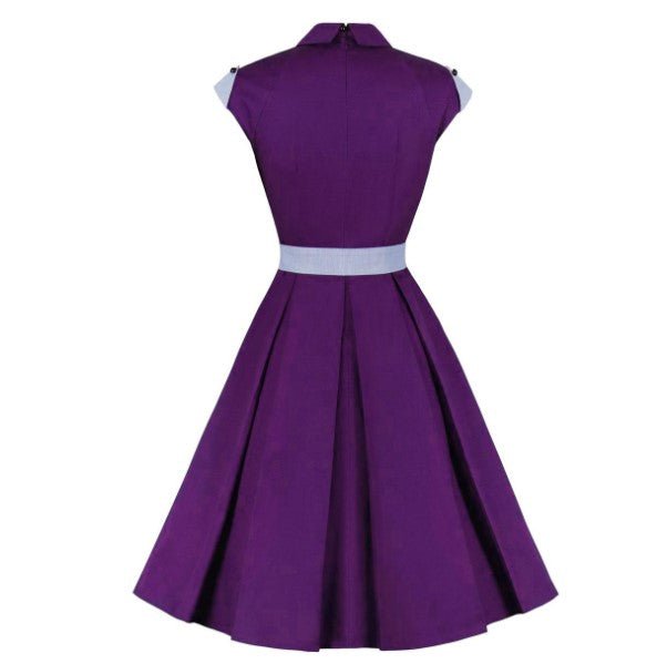 Vintage Seksowna Fioletowa Sukienka Koszulowa