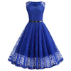 Trapezowa Sukienka Vintage Niebieska