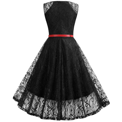 Trapezowa Sukienka Vintage Czarna