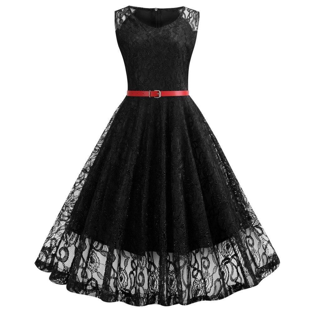 Trapezowa Sukienka Vintage Czarna