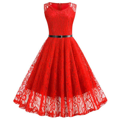 Czerwona Trapezowa Sukienka Vintage