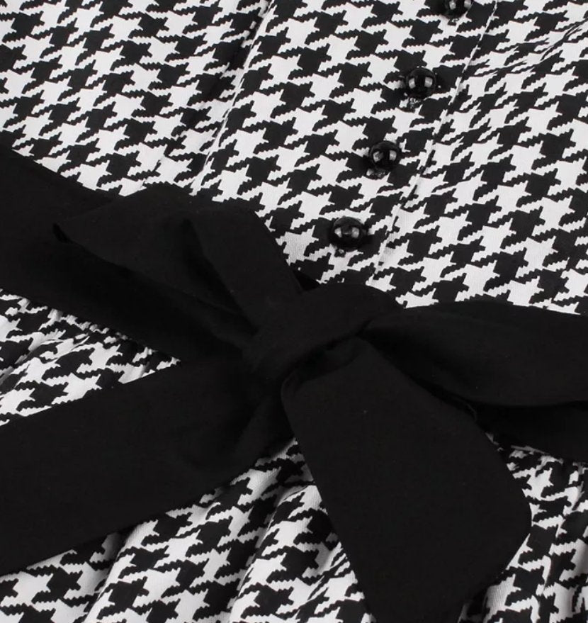 Czarno-Biała Sukienka Vintage W Kratkę