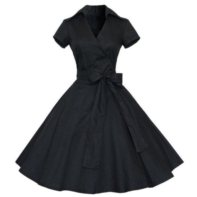 Zwykła Czarna Sukienka Vintage Z Lat 50