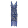 Niebieska Sukienka Vintage Charleston Plus Size Z Lat 20. XX Wieku