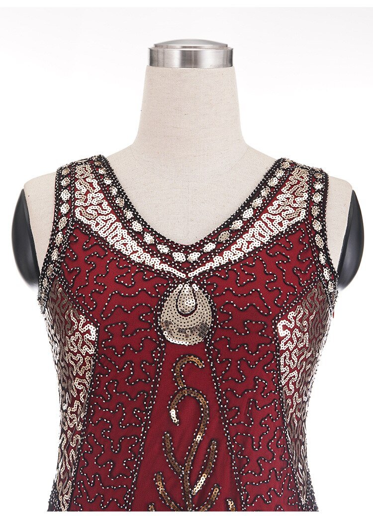 Sukienka Vintage Z Lat 20. XX Wieku Plus Size Charleston W Kolorze Czerwonym