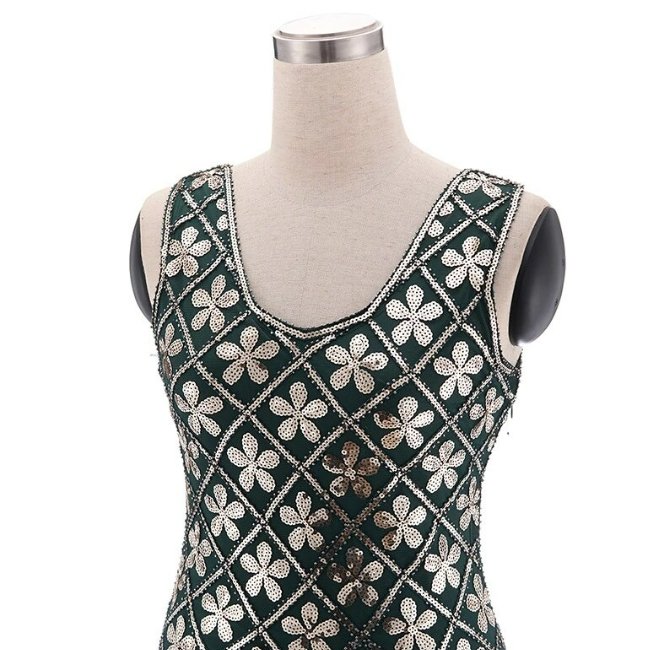 Złota Sukienka Vintage Plus Size Z Lat 20. XX Wieku