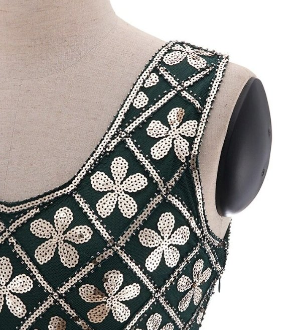 Złota Sukienka Vintage Plus Size Z Lat 20. XX Wieku