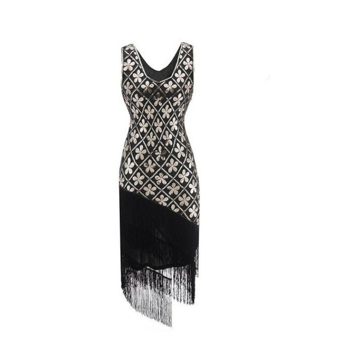 Złota Sukienka Vintage Plus Size Z Lat 20. XX Wieku