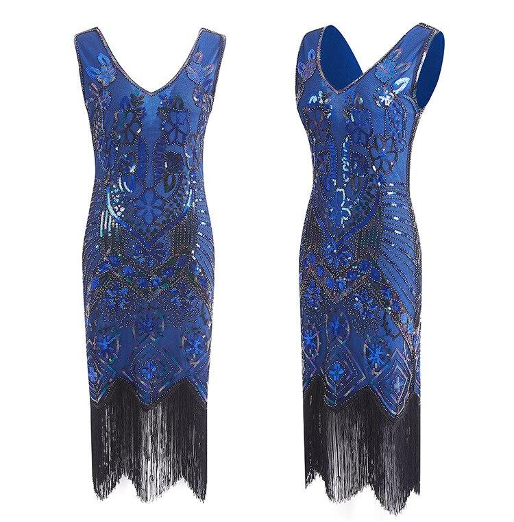 Niebieska Sukienka Paris Vintage Z Lat 20. XX Wieku