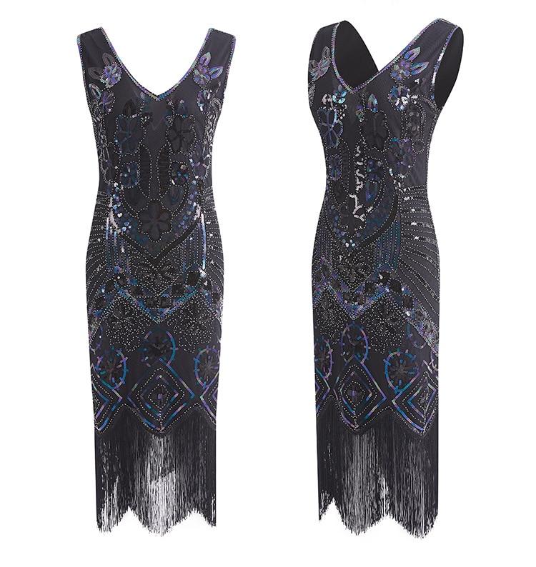 Czarna Sukienka W Stylu Paryskim Z Lat 20. XX Wieku