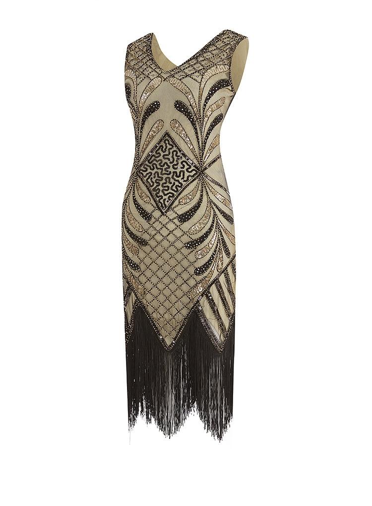 Sukienka W Stylu Lat 20  Złoty