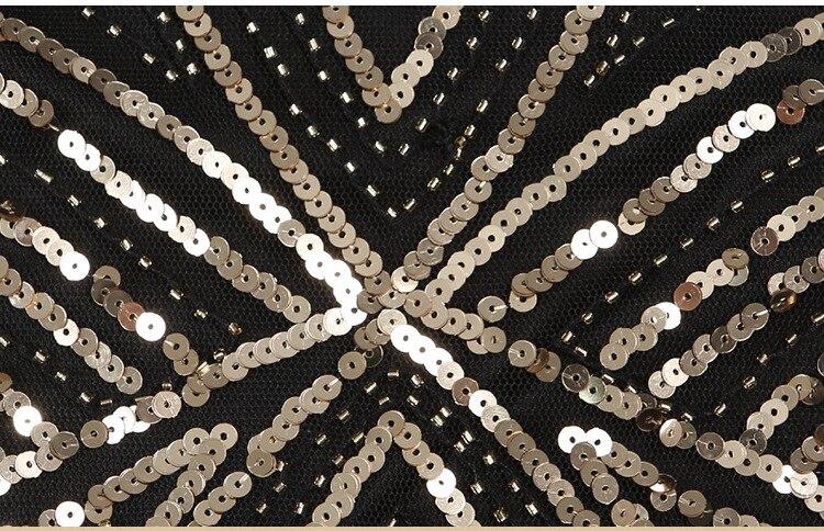 Czarna Złota Sukienka Retro Z Lat 20. XX Wieku