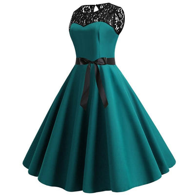 Zielona Koronkowa Sukienka W Stylu Vintage