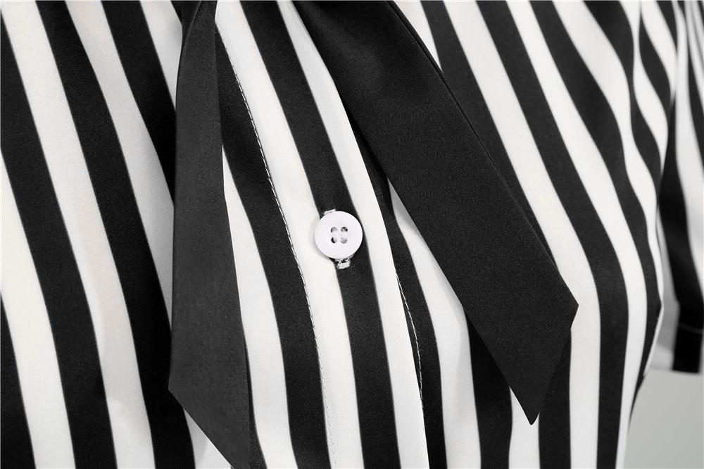 Czarna Sukienka W Paski W Stylu Retro