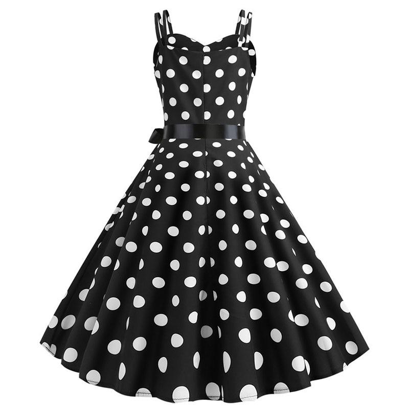 Sukienka Vintage Rockabilly W Czarne Białe Kropki
