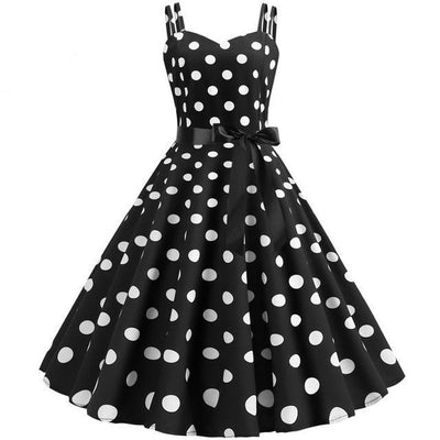 Sukienka Vintage Rockabilly W Czarne Białe Kropki