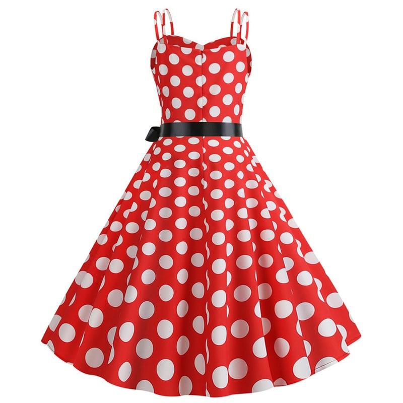 Rockabilly Czerwona Sukienka Vintage W Białe Kropki